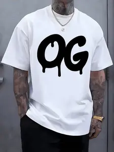 Men's Plus Size Casual 100 Cotton Short Sleeve White T Shirt with Trendy Design