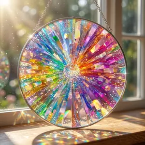 Rainbow Suncatcher Crystal Prism, Acrylic Stained Glass Window Hanging, Summer Home Decor, Unique Gardening Gift for Mom or Grandma