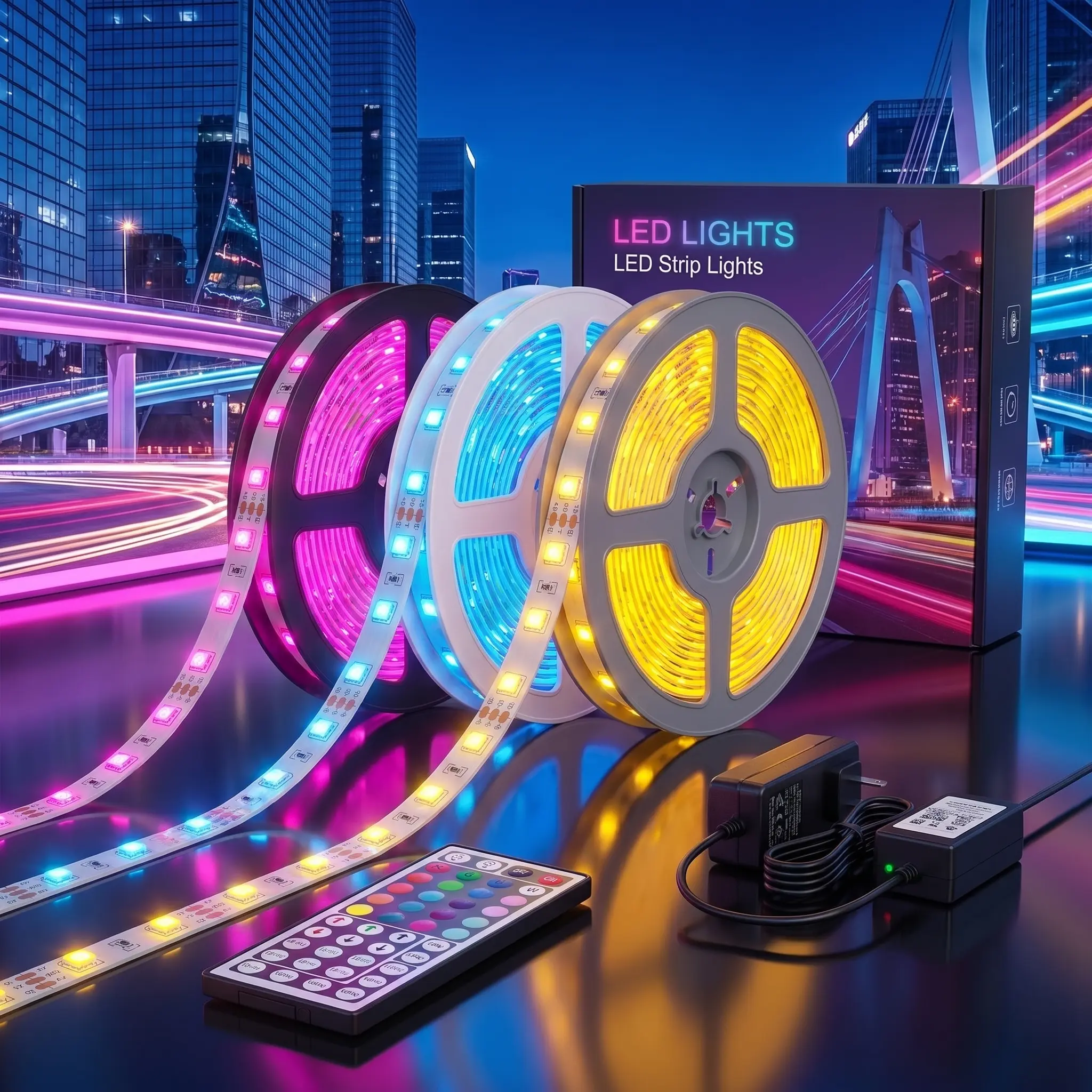 100FT RGB LED Strip Lights Music Sync Color Changing Smart App Control for Bedroom Decor Gaming Setup Party Room Aesthetic