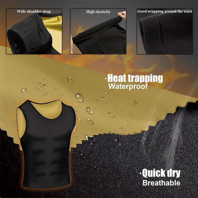 Sauna Vest for Men Waist Trainer, Sleeveless Mens Sweat Sauna Suit Shirt Compression Tank Top