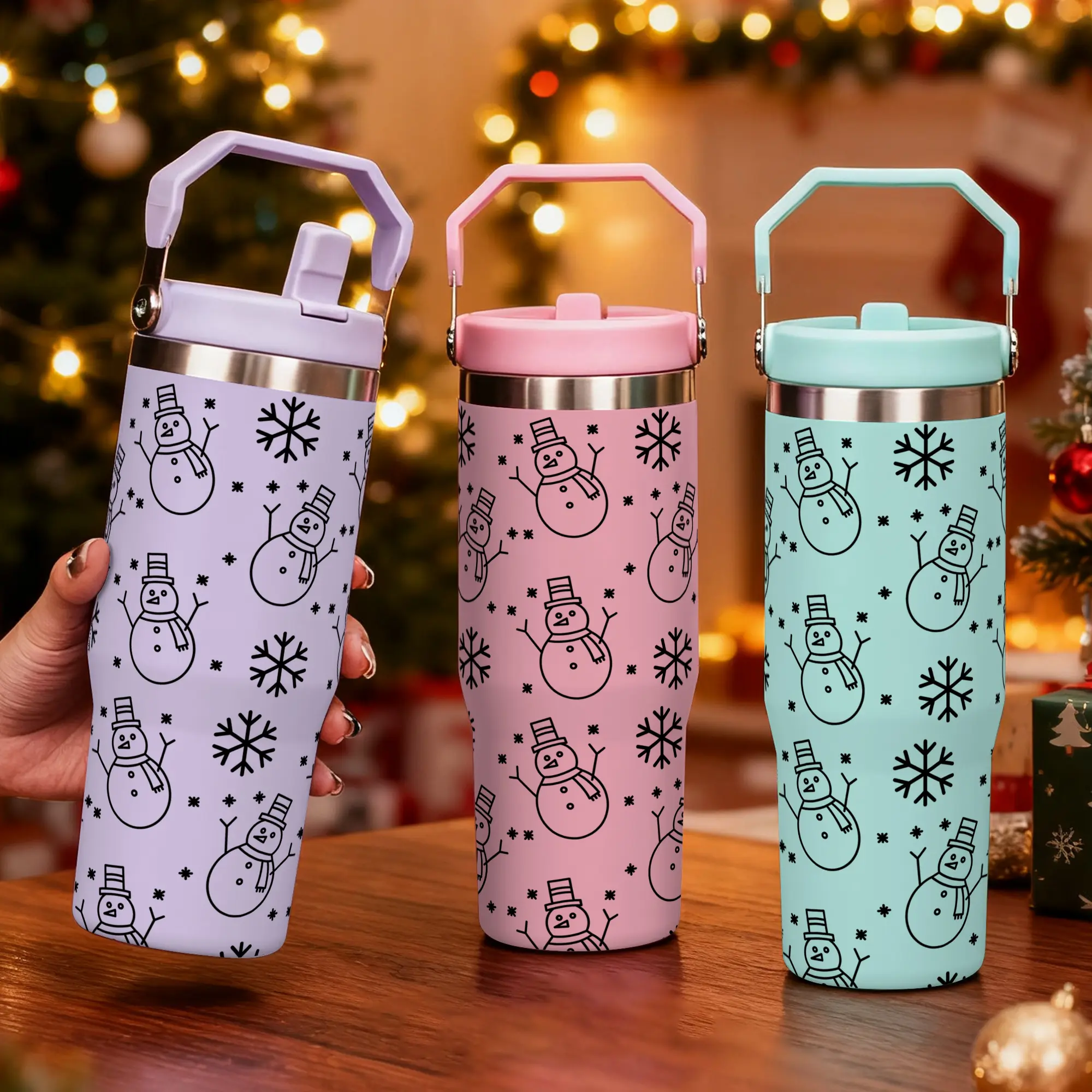 1pc, Christmas Cups 30oz Tumbler With Lid, Christmas Gifts, Snowman Funny Print 30oz Stainless Steel Water Bottle, Christmas Gifts, Thanksgiving Gifts, For Dad Son Women Mom Sisters Teacher Coworker Friend Bro