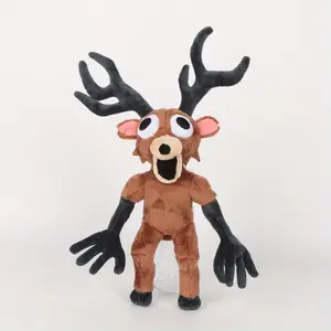 Horror Deer Plush Toy, 99 Nights in the Forest, Soft Stuffed Animal with Glowing Red Eyes & Sharp Teeth, Durable Stitching, Playful Design, Perfect Gift for Friends or Fans, Dark Brown, Cute Room Decor, Fan Merchandise, Horror Fans