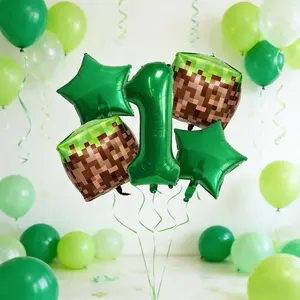 Number & Pixel Series Foil Balloons Set, Multi-Piece Multi-Shape, Ideal for Game Themed Birthdays, Boys' Parties, Festivals, Decor & Photo Props