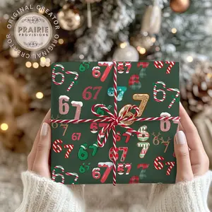 Wrapping Papers, 67 Meme Christmas Gift Wrap, Kids Funny Wrapping Paper, Unique Gift Wrap, Brain Rot, Gen A Meme, Holiday Gift Wrap, Festive