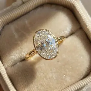 Fashionable, Simple, High-Quality Oval Zircon Engagement Ring for Women, Costume Jewelry with Engagement Ring Box, Rings For Women, Engagement Rings For Women