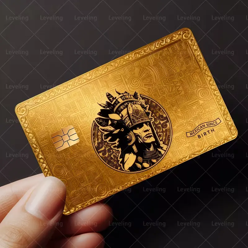 Aztec Warrior Gold Credit Card Skin, Mexican Style Card Sticker