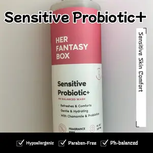 Her Fantasy Box Sensitive Probiotic+ pH Balanced Wash - Fragrance Free, Vegan, Cruelty Free, Hydrating Lather for Gentle Cleanse Chamomile