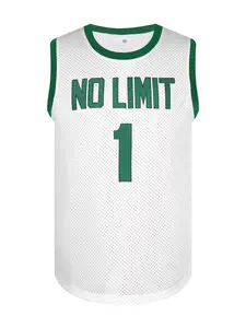 White Basketball Jersey - Double Green No.1 Embroidery Quick-Dry Breathable Game-Ready Sports Top White Basketball Jersey - Double Green No.1 Embroidery Quick-Dry Breathable Game-Ready Sports Top