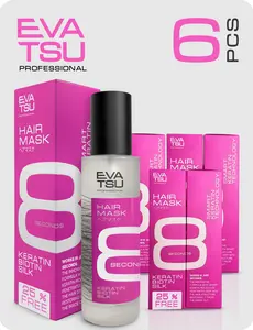 6 PCS 8 Second Keratin Biotin Silk Hydrating Hair Mask Spray Anti-Frizz Keratin Treatment for Dry, Damaged, Color-Treated Hair, Silky Smooth Glossy Finish Haircare Repair Hydrate Moisturizing 6.75 oz