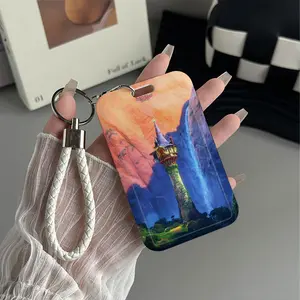 Rapunzel Tower Pattern Design Plastic Id Card Holder With Lanyard for Doctors, Nurses, Students, Nursing Students-Bus Card Case, Campus Card Protector Perfect Halloween Christmas Gift