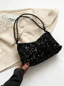 Women's Fashionable Sequin Decorated Shoulder Bag, Large Capacity Shoulder Bag for Party, Trendy All-match & Exquisite Shoulder Bag for Birthday Gift, Embellished Shoulder Bag