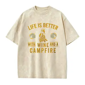 Camping T-shirt Wine and campfire T-shirt Summer camp