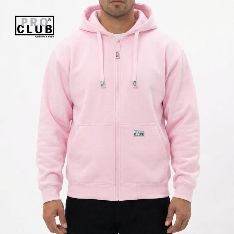 PROCLUB Men's Heavyweight Full Zip Fleece Hoodie Pro club Slash Pockets Casual Warm Heavy Plain Cotton Hip Hop