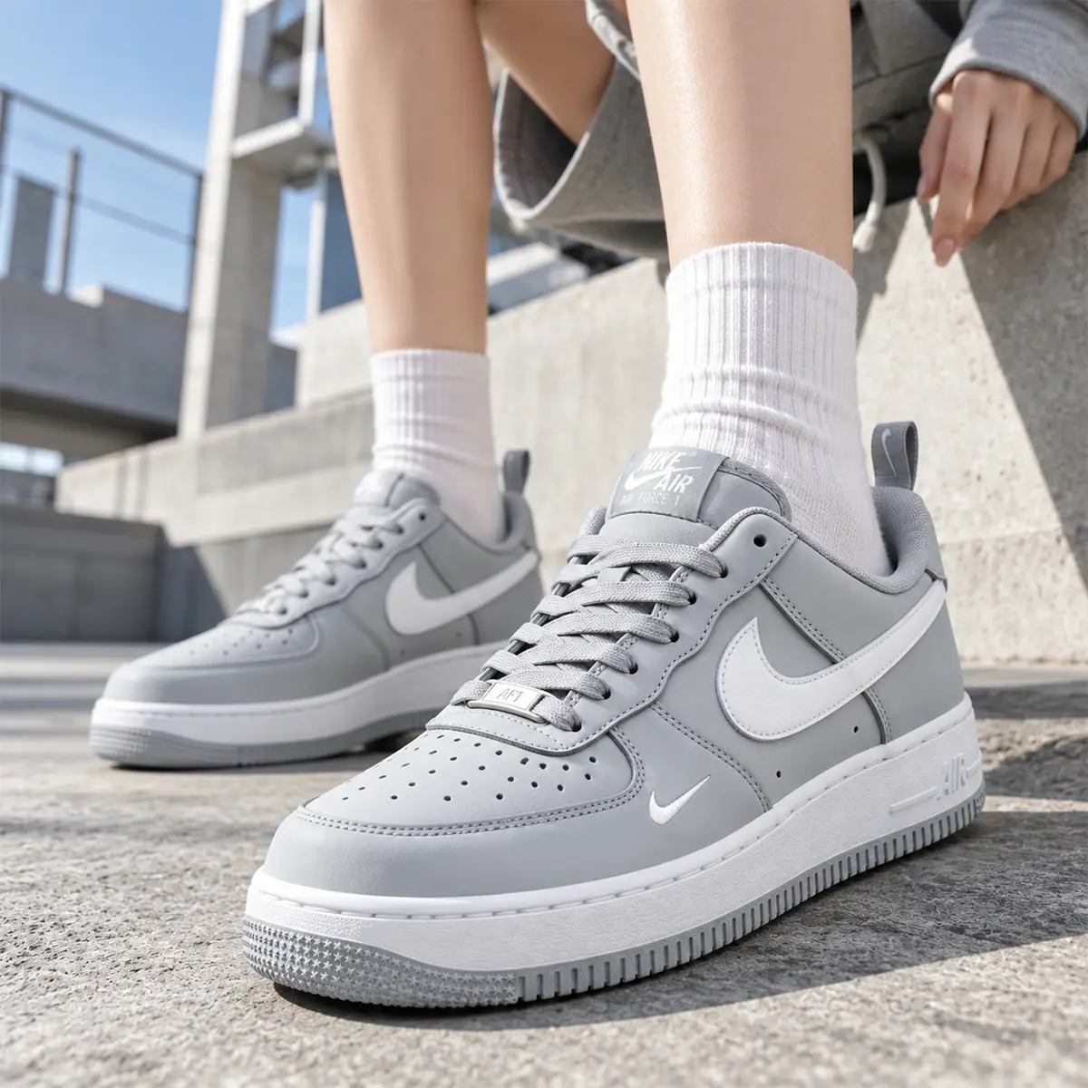 Nike Air Force 1 Low '07 LV8 Carbon Fiber Swoosh Wolf Grey White Men or Women Sneaker (SKU: IR5599-002) Nike Air Force 1 Low '07 LV8 Carbon Fiber Swoosh Wolf Grey White Men or Women Sneaker (SKU: IR5599-002)
