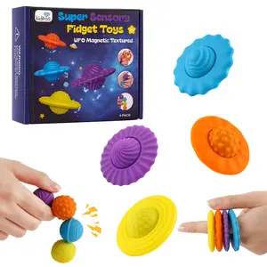 Kiditos UFO Magnetix Magnetic Fidget Balls, Textured Sensory Toy Set with 8 Unique Shapes, Stress Relief Desk Toys for Kids & Adults, Travel-Friendly Sensory Play for Calm & Focus #SummerVibes
