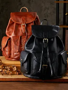 1 piece, handmade dyed vegetable-tanned leather backpack, men's vintage first-layer cowhide backpack, personalized motorcycle bag, genuine leather laptop bag