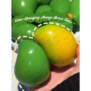 Mango Stress Ball Squishy Color-changing Mango Squeeze Ball ASMR Sensory ADHD Anti Stress Relief Fidget Toys for Kids & Adults
