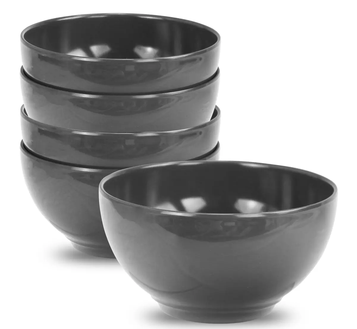 212 MAIN 6-Piece 16oz Melamine Round Serving Bowls Set - Lightweight Charcoal Dinnerware & Tableware, Dishwasher-Safe (Model 73110) for Home Improvement Use