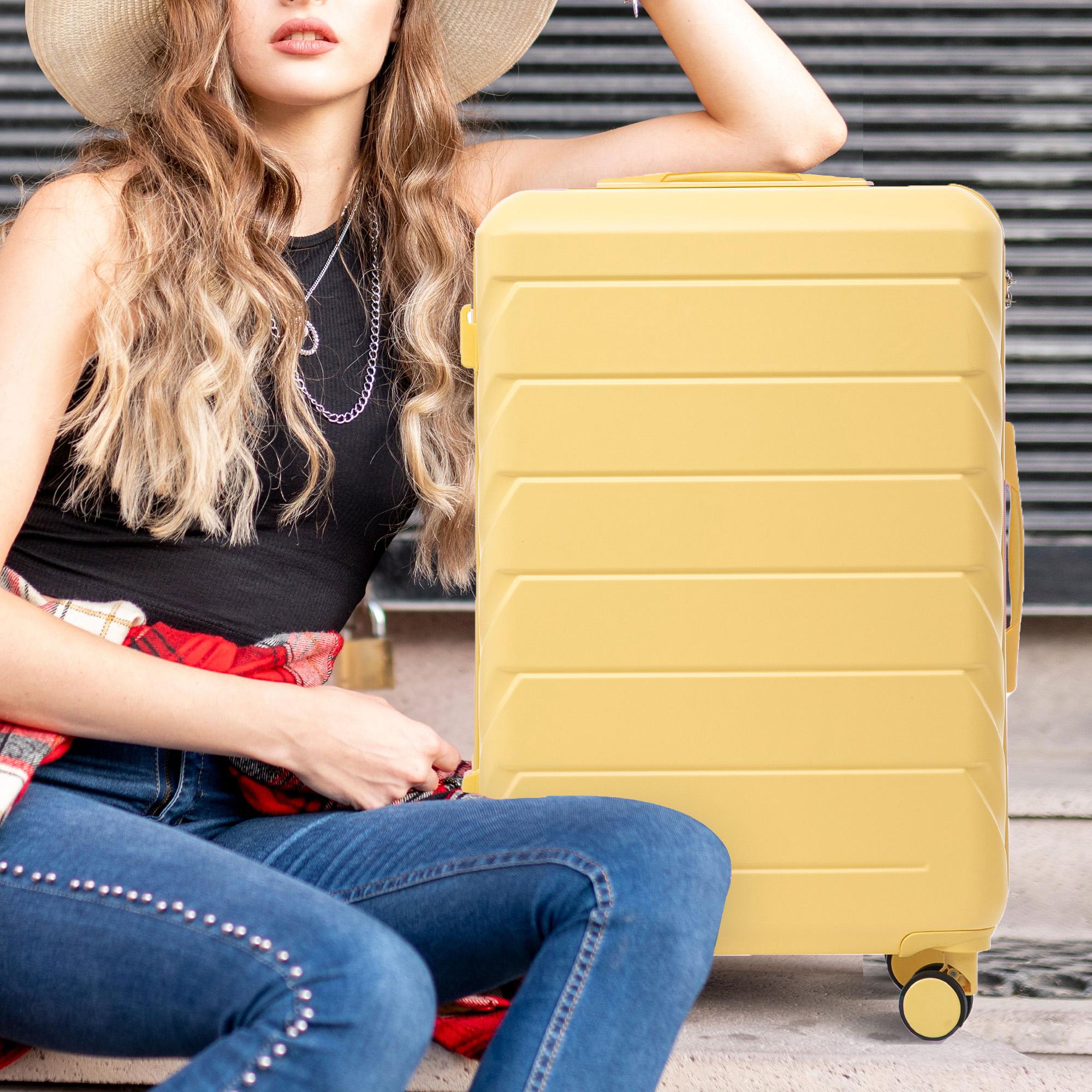 Travel Luggage 3-Piece Set, 20"/24"/28" Hardshell ABS Suitcase with Double Spinner Wheels, Lightweight Expandable Rolling Luggage with Combination Lock, Hardshell Abs Luggage