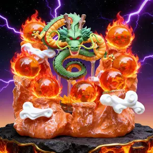 SHENGDE Resin Dragon Statue Set with 3.7cm 7 Crystal Balls & Cloud Mountain Base | Anime Collection & Home Decor
