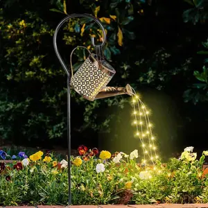 Watering Can with Lights, Solar Lights for Outdoor Garden Art Decor Hanging Solar Lanterns, Metal  for Walkway Yard Pathway Patio Table