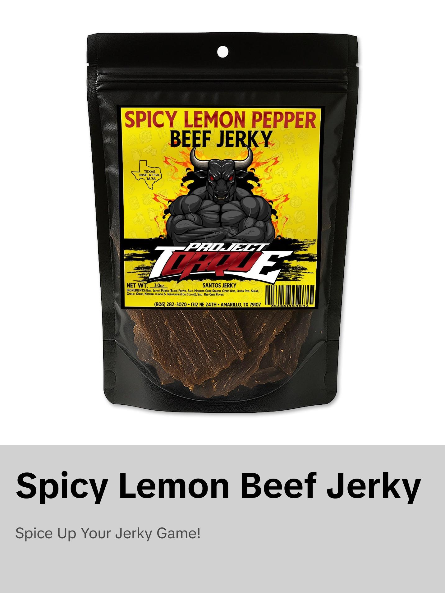 SPICY LEMON PEPPER BEEF JERKY (CARNE SECA)
