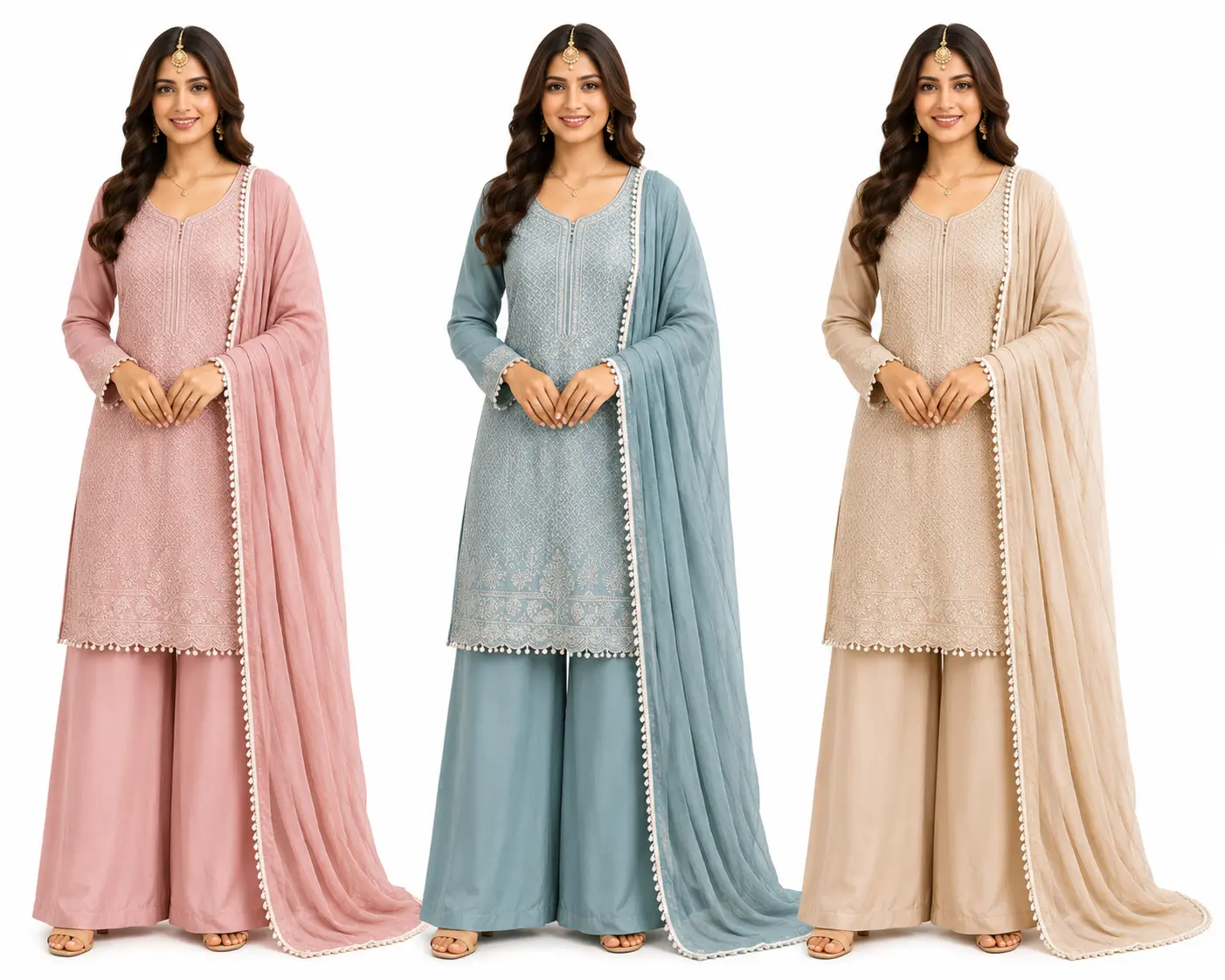 Elegant Embroidered 3-Piece Pakistani Shalwar Kameez Set | Premium Chiffon Dupatta | Party & Wedding Wear