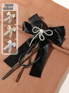 Women's French Pearl Bow Hair Clip Set, Prom Hair Accessories, Elegant Design for Daily Wear & Special Occasions, Perfect Gift for Her
