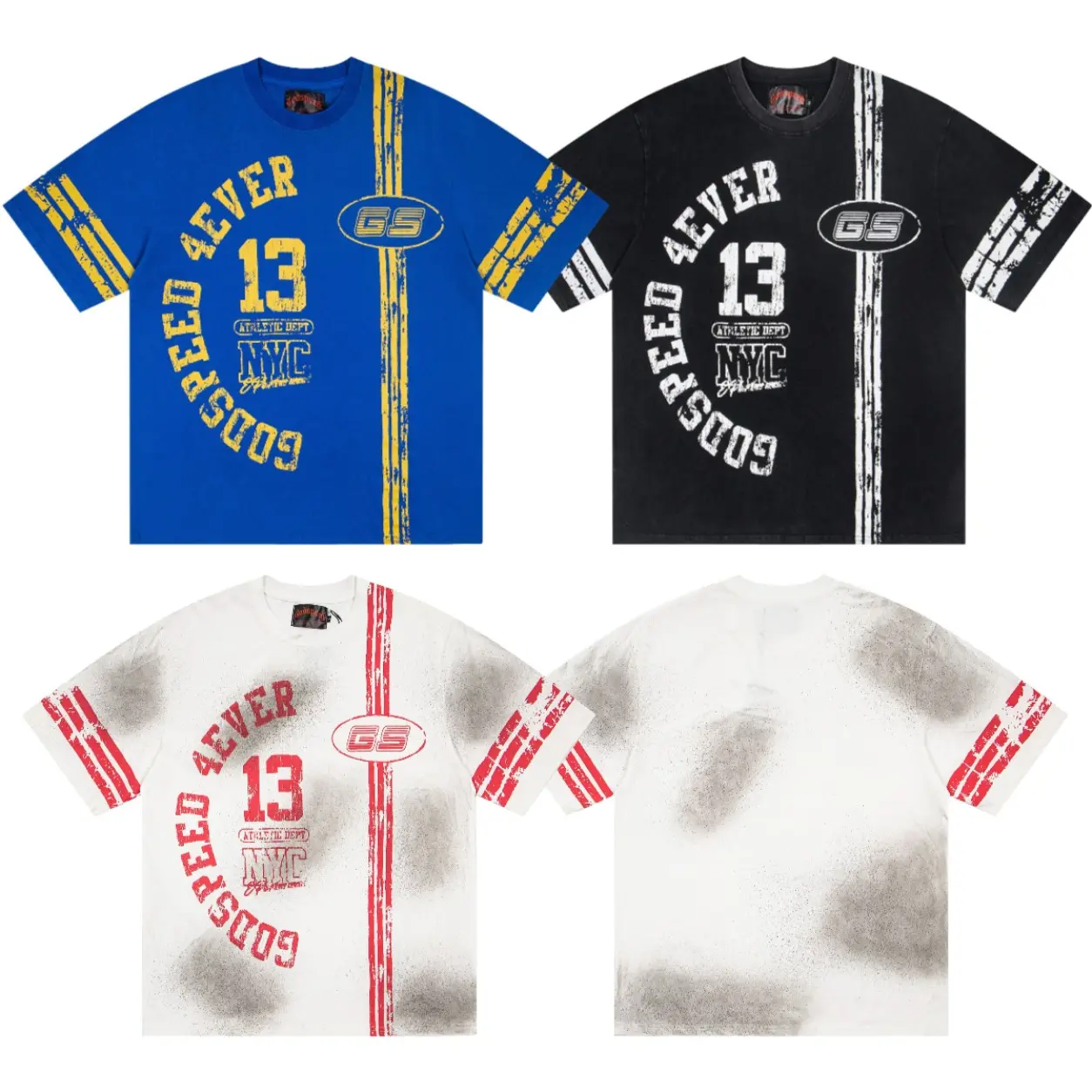 GODSPEED Vintage Racing Graphic T-Shirt Men Y2K Streetwear Oversized Tee Distressed Washed Cotton Graphic Shirt Harajuku Retro Racing Team Summer Fashion Top