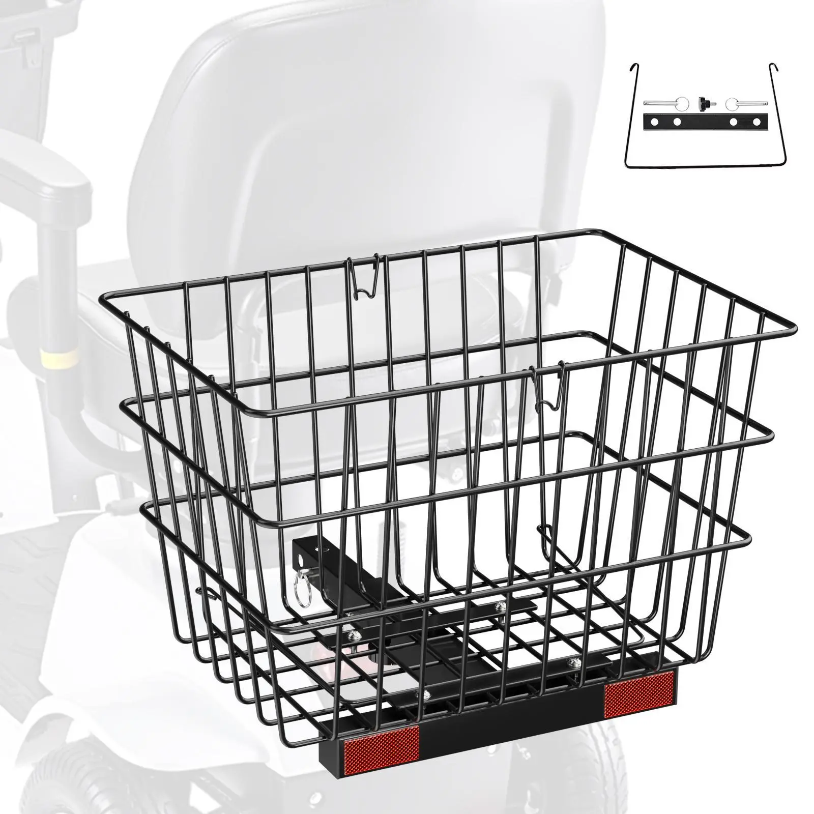【Summerfinds】VEVOR Scooter Rear Basket,  , Heavy Duty Metal Wire Basket with Handle, Spacious Cargo Basket, Works with 1-inch Receiver, Compatible with Most Golden, Drive & Pride Mobility Scooter