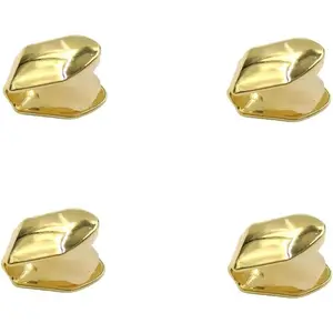 4 Pieces Grillz Gold Grills for Your Tooth False Tooth 18K Gold Plated Grillz Mouth Teen Tooth Grills Single Tooth Rock Hat Hip Hop Style Tooth Grill Hat Crown Party Rapper Vampire Halloween Jewelry for Men and Women