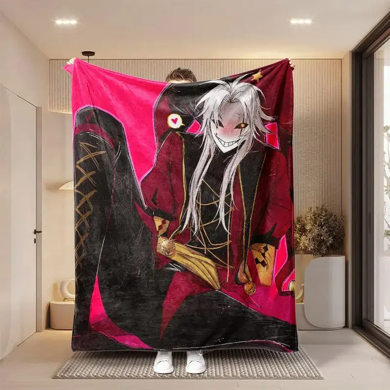 1pc Red and Black Dark Style The FreakCircus Clown Pierrot Handsome Fan Artlllustration Blaniket Office Nap Blanket, SofaThrow Blanket, Air Conditioning Blanket, ThinSpring and Autumn Style, Soft and Skin-Friendly Flannel Coral Blanket for All