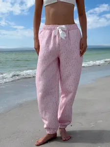 Light Pink Ditsy Blue Floral Joggers