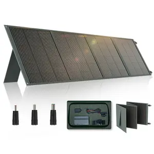 POWERWIN PWS220 220W 18V Portable Solar Panel Waterproof IP65 Foldable Solar Charger with 2 USB Outputs for Power Station Trailer Marine RV Off Grid