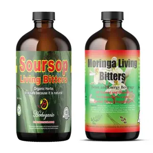Herboganic Soursop Living Bitters Featured with Moringa Bitters for overall health and wellness |Pack of 2 |16 Oz Each