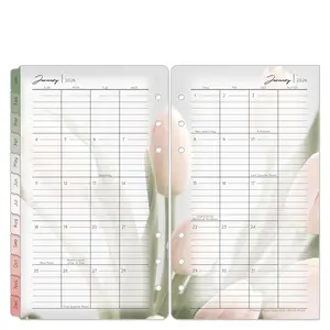 Franklin Planner Blooms Two-Page Monthly Calendar Tabs Jan 2026 - Dec 2026