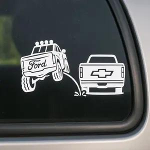 Ford Pee on Chevy Vinyl Decal 8x4.5 Inches Clear Transfer Tape Funny Bumper Sticker for F150 F250 F350 Lariat Vehicle Exterior Decoration Stylish Car Merch