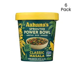 Classic Masala Sprouted Power Bowl Plant-based meal -18g protein, 13g fiber. Vegan, gluten-free, oil-free, shelf-stable, ready in 5 minutes.