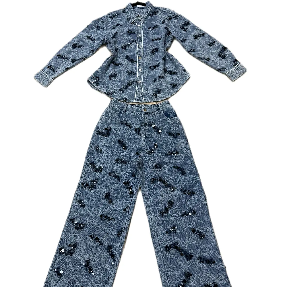 set denim flowers