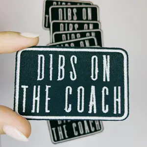 3" Dibs on the Coach in White & Black -  Embroidered Hat Patch