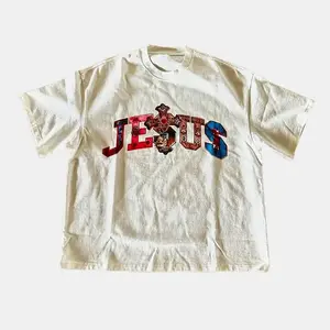 Vintage Jesus Graphic 100% Cotton T-Shirt vintage shirts Crewneck Menswear Top Apparel Polyester Tshirt Streetwear Wetsuit Shortsleeve Tropical Casual Biker dark design