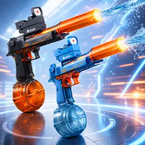 Electric Water Blaster Toy with LED Light Effects, Rechargeable Automatic Water Sprayer with Large Capacity Drum for Pool Beach Backyard Play