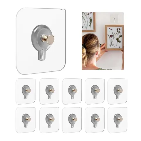 Contemporary Punch-free Install Acrylic Wall Mounted Hook - Easy to Install, Traceless Self-adhesive Organiser for Home Bathroom Picture Frame/Painting, Kitchen Storage (Non-woven Backing)