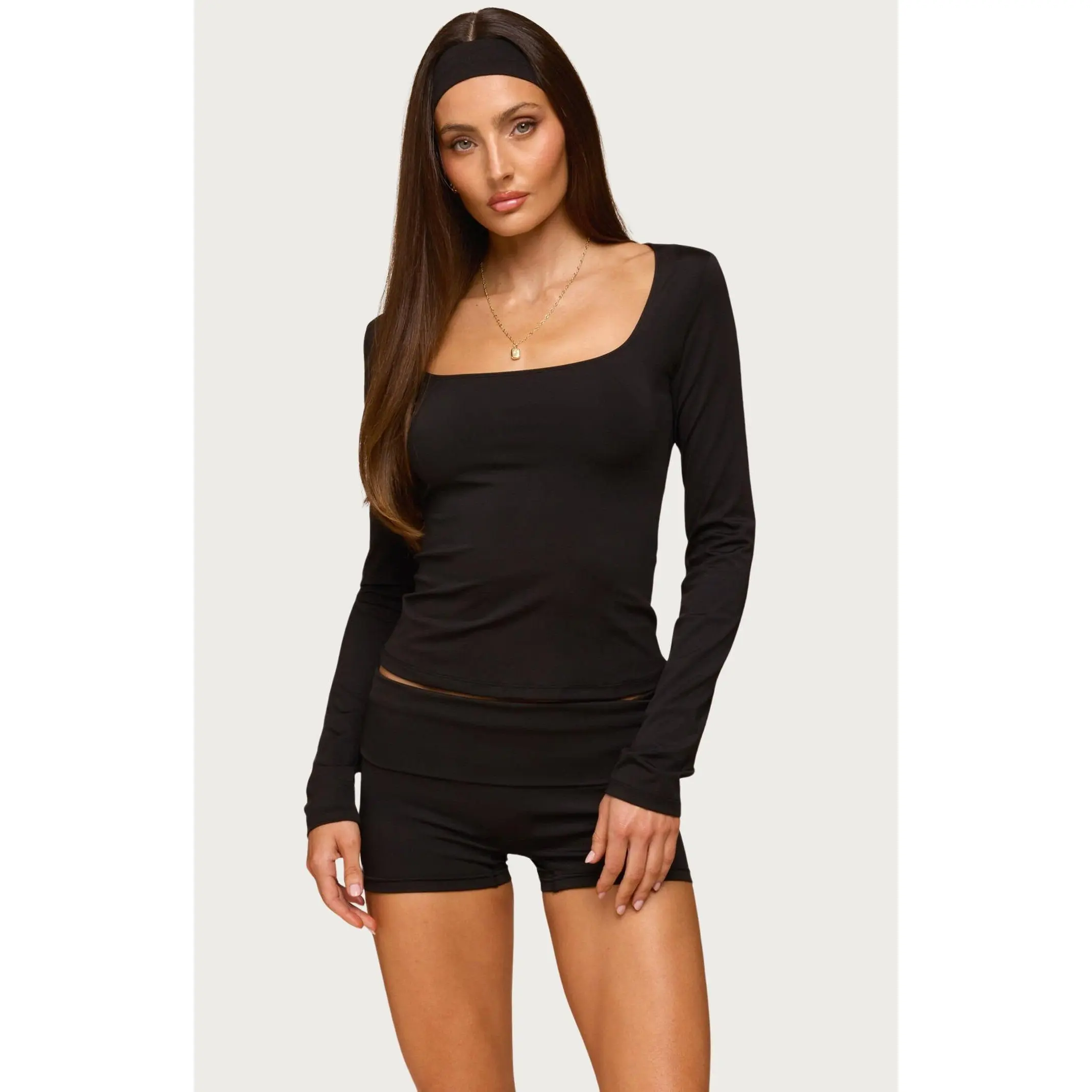 Edikted Women's Hayden Square Neck Long Sleeve Top