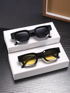 2pcs High-Quality Men's Retro Rectangle Sunglasses, Stylish Casual Uv100 Protective Eyewear for All Seasons, Perfect for Outdoor Activities, Rectangular Sunglasses