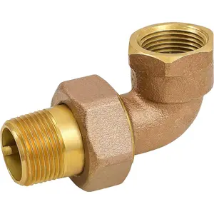 Midline Valve 6I456 Elbow Pipe Fitting for Hydronic Heating Applications; 3/4 in. FIP x Male Union; Brass