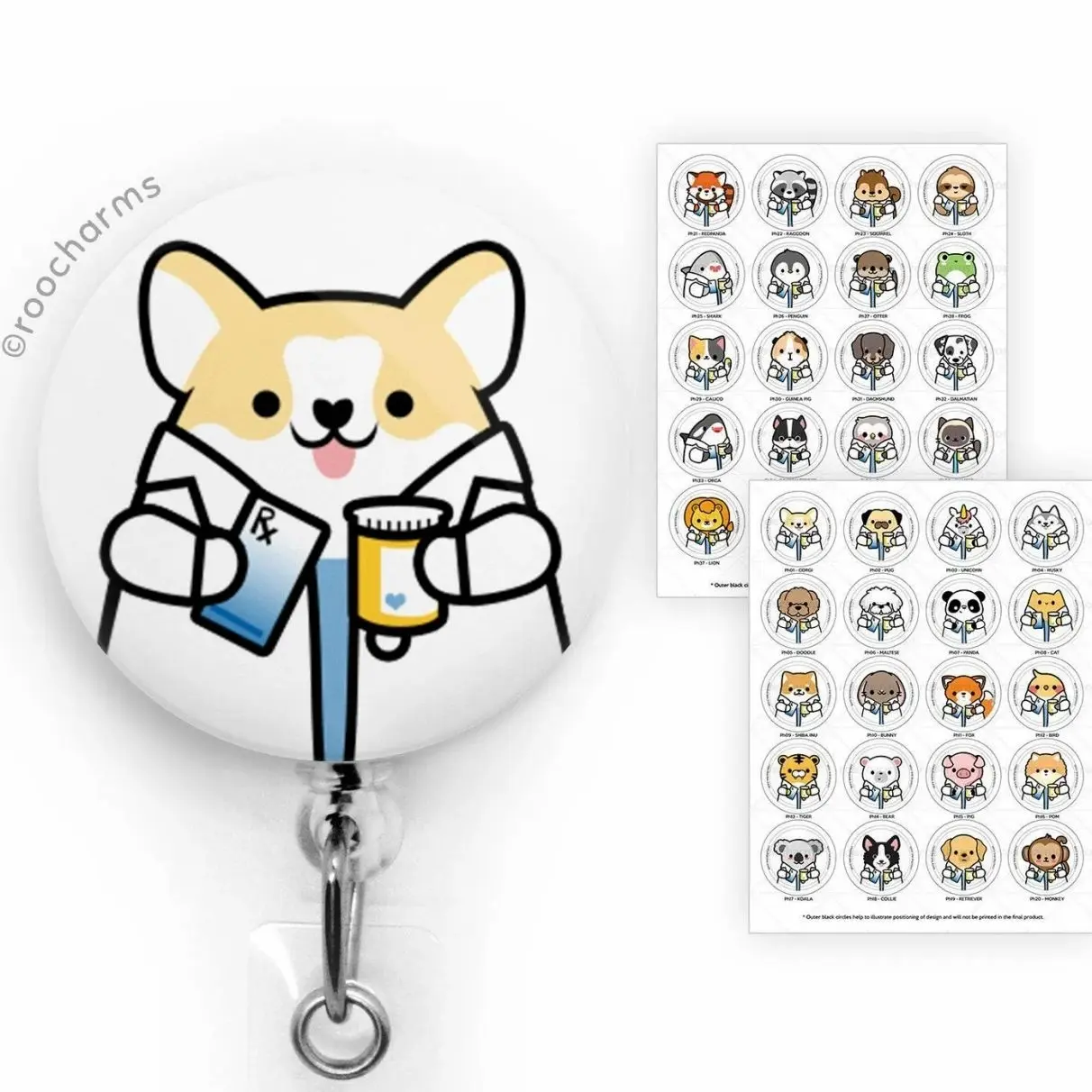 Pharmacist Retractable Badge Holder, Pharmacist Badge Reel, Pharmacy Tech Badge Reel, Pharmacist Gift, Pharmacy Tech Badge Holder, roocharms