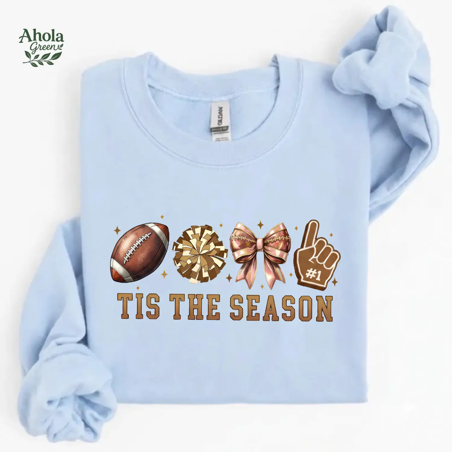 Football Bow Sweatshirt, Cute Game Day Graphic Crewneck, Cheer Fan Pullover, Tis The Season Sports Sweatshirt