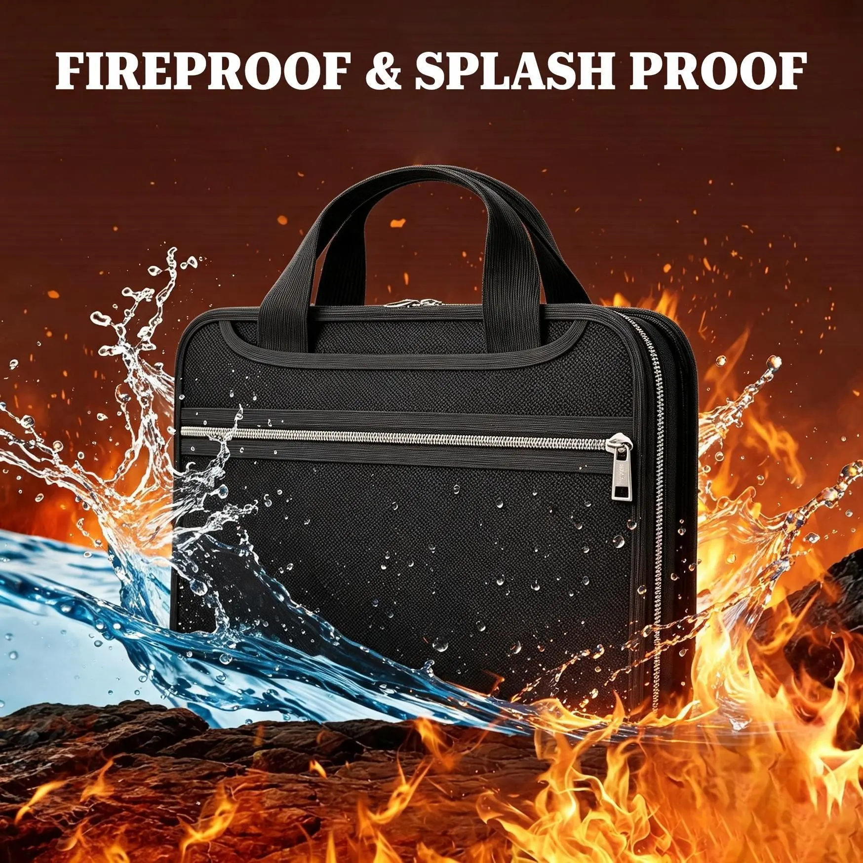 Unisex Fireproof Waterproof File Bag with Hand Strap - 13-Slot A4 Size Expands Organizer for Legal Docs, Gym & Outdoor Sports Accessory