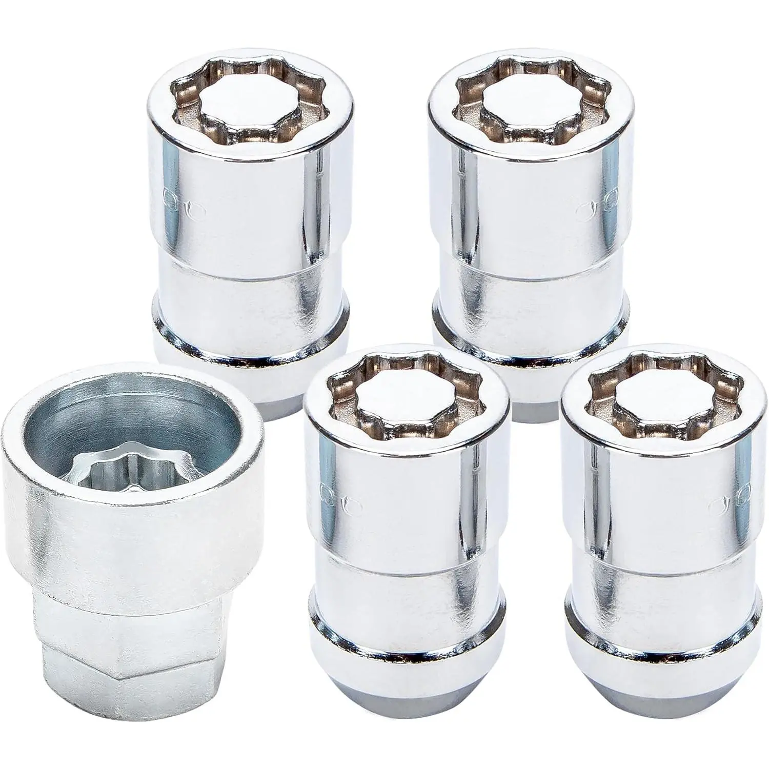 Universal Wheel Lock Set(M12 x 1.5 Thread Size), 4 Locks / 1 Key, Antitheft Tire Lock Set for Cars